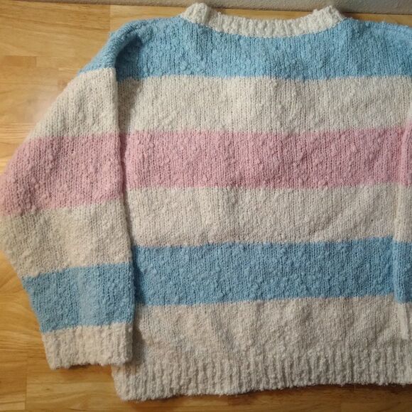 Vintage 80s Here's A Hug Striped Pocket Cropped Henley Sweater - Picture 7 of 8